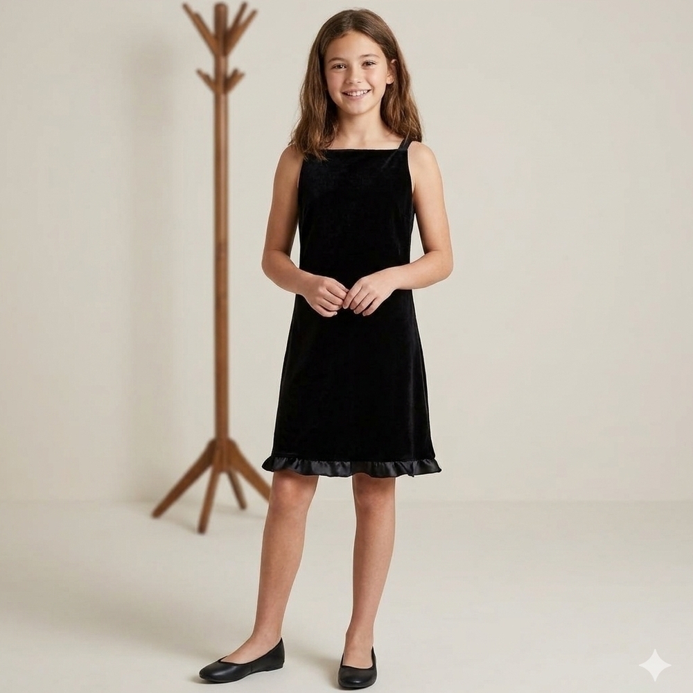 Vintage Florence Eiseman Velvet Black Dress Size 14 (Girl)